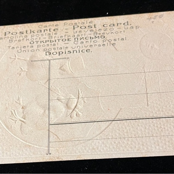 Vtg Easter Postcard Anthropomorphic Sun & Chick Couple Flowers Umbrella Top Hat - Picture 2 of 6